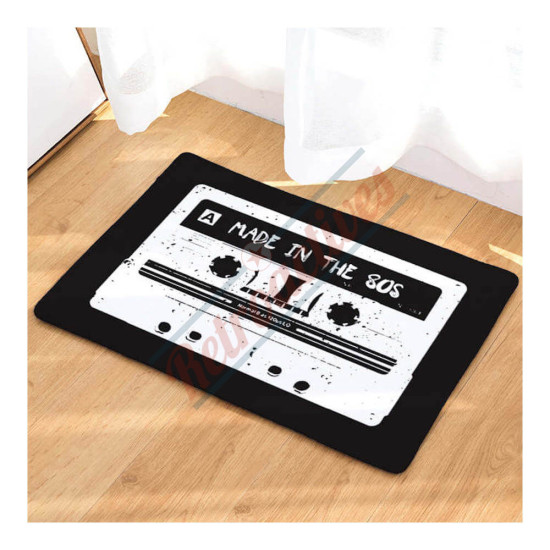 Made In The 80's White Cassette Tape Retro Rug Bath Mat