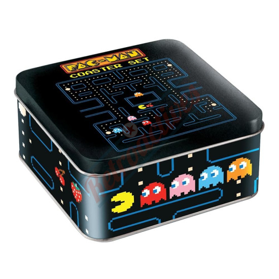 Pac Man 10 Piece Coaster Set With Tin Storage Box