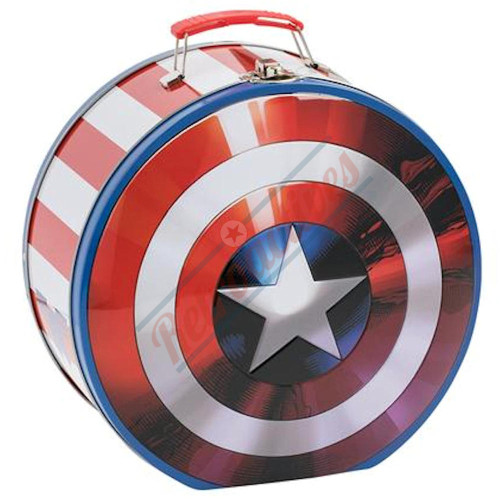 Marvel Captain America Shield Shaped Tin Tote Marvel Captain America Shield Shaped Tin Tote