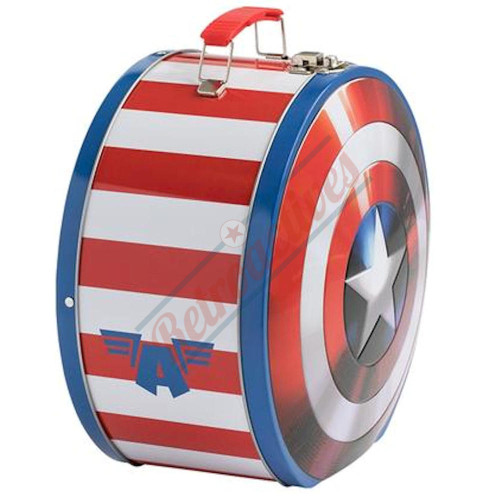 Marvel Captain America Shield Shaped Tin Tote Marvel Captain America Shield Shaped Tin Tote