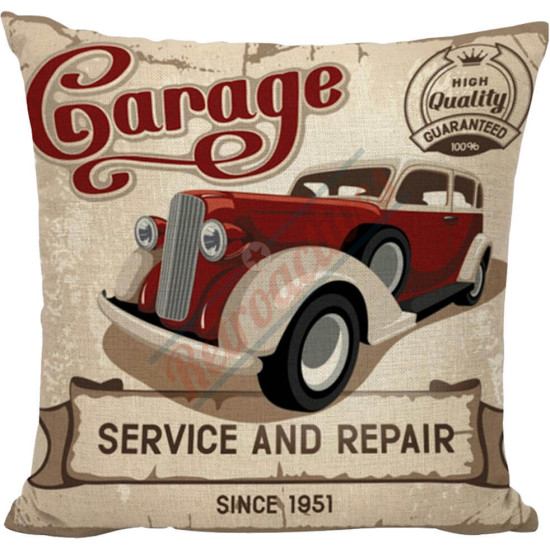 Retro Service And Repair Garage Decorative Throw Pillow
