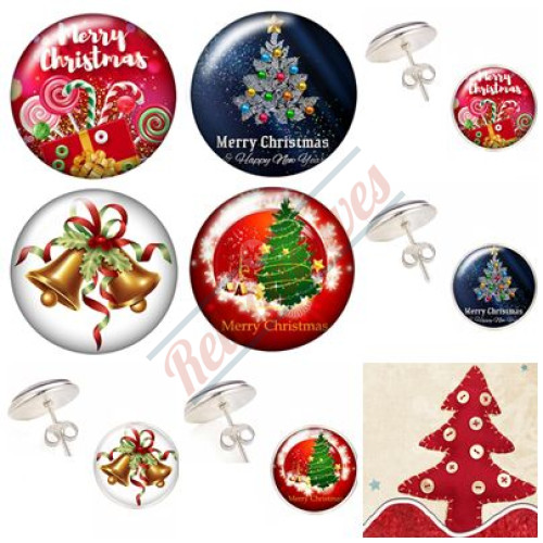 Christmas Glass Cabochon Handmade Earring Sets Christmas Glass Cabochon Handmade Earring Sets