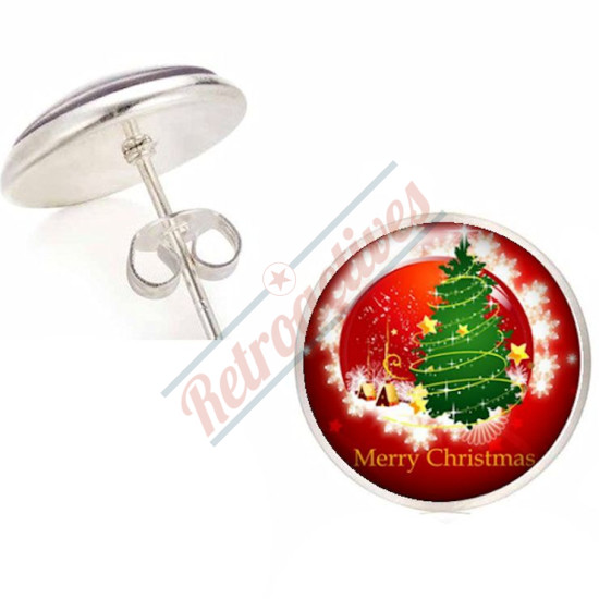 Christmas Glass Cabochon Handmade Earring Sets