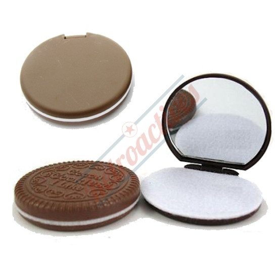 Chocolate Cookie Compact Mirror Comb Case-Milk