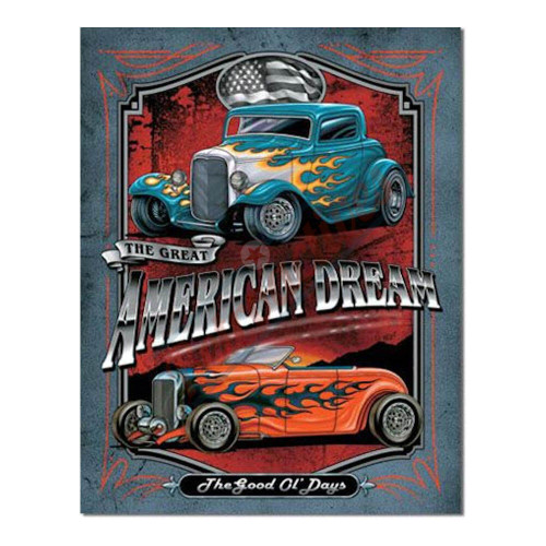 Great American Dream Custom Hotrods Distressed Tin Sign Great American Dream Custom Hotrods Distressed Tin Sign