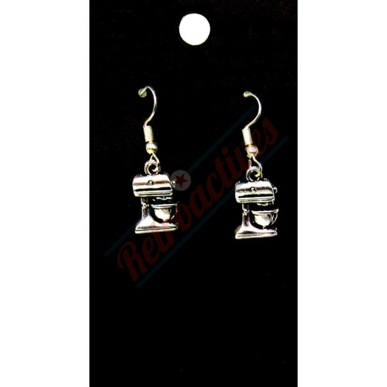 Silvertone Stand Mixer Drop Earrings