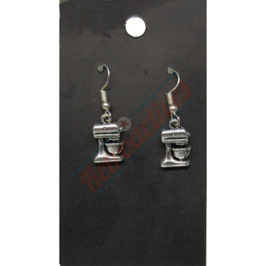 Silvertone Stand Mixer Drop Earrings