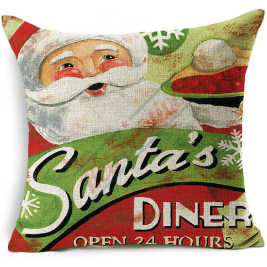 Santas Diner Open 24 Hours - Christmas - Decorative Throw Pillow