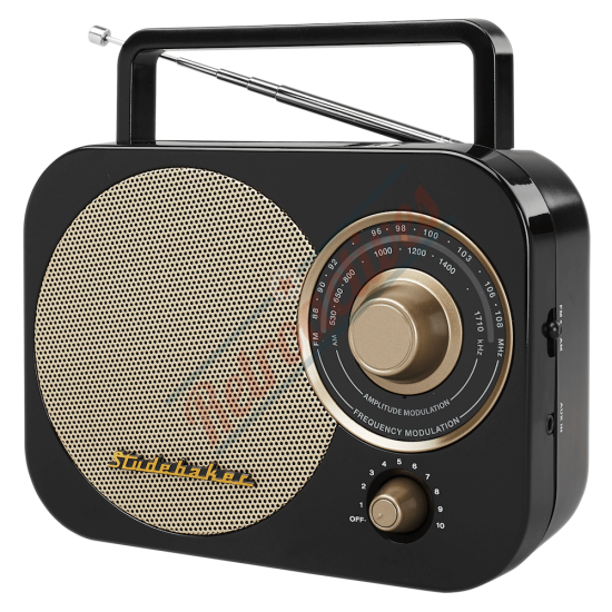 Studebaker Retro Style Portable AM/FM Radio Black and Gold