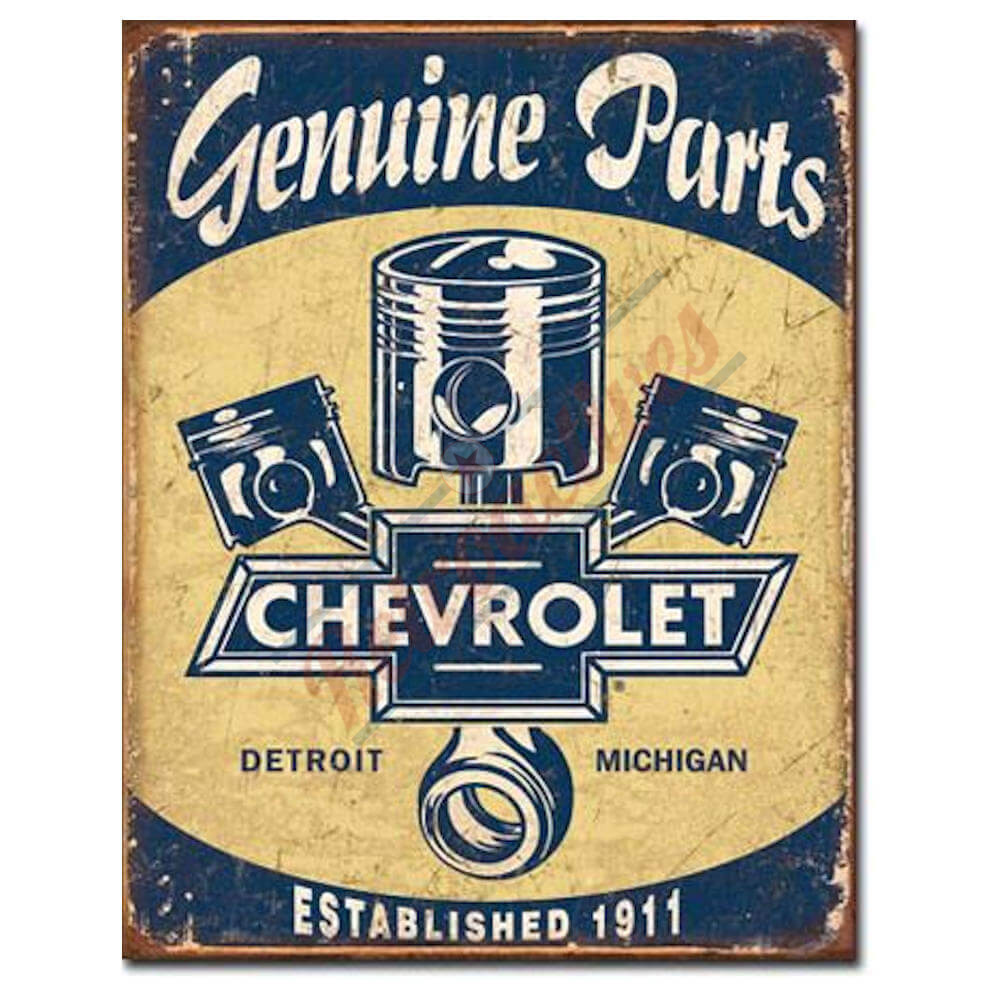 Chevrolet Genuine Parts Pistons and Rods Tin Sign
