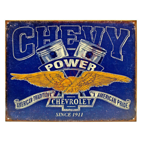 Chevy Power Vintage Distressed Tin Sign