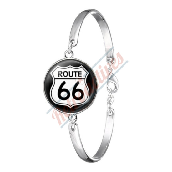 Ladies Route 66 Glass Cabochon Bracelet