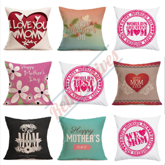 We Love Mom - Pink Distressed Stamp Decorative Throw Pillow