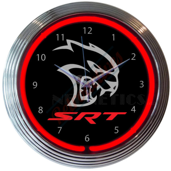 Dodge SRT Hellcat Red Neon Clock