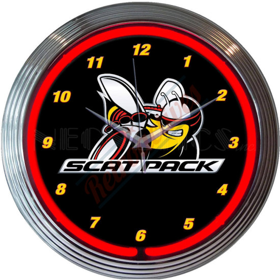 Dodge Scat Pack Red Neon Clock