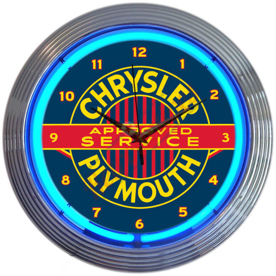 Chrysler Plymouth Blue Neon Clock