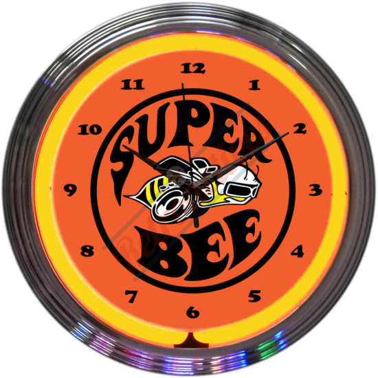 Dodge Super Bee Orange Neon Clock