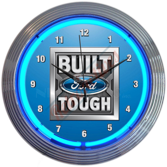 Ford 'Built Ford Tough' Blue Neon Clock