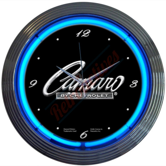 Chevrolet Camaro Blue Neon Clock