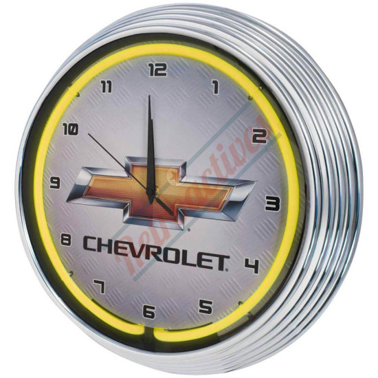 Chevrolet Yellow Neon Clock