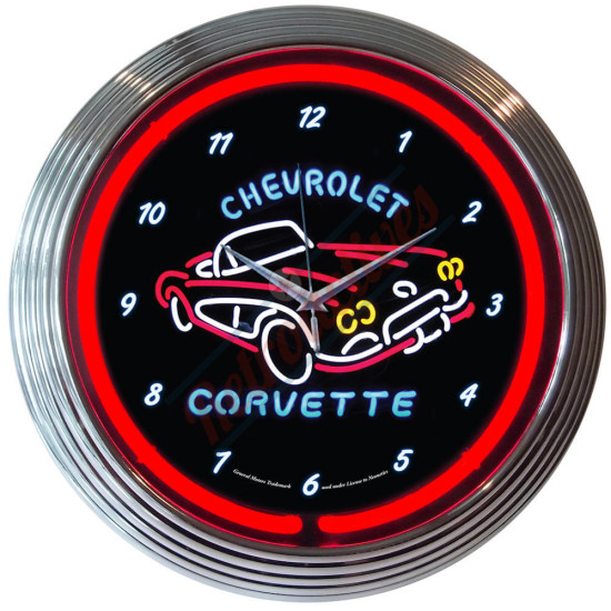 Chevrolet Corvette C1 Red Neon Clock