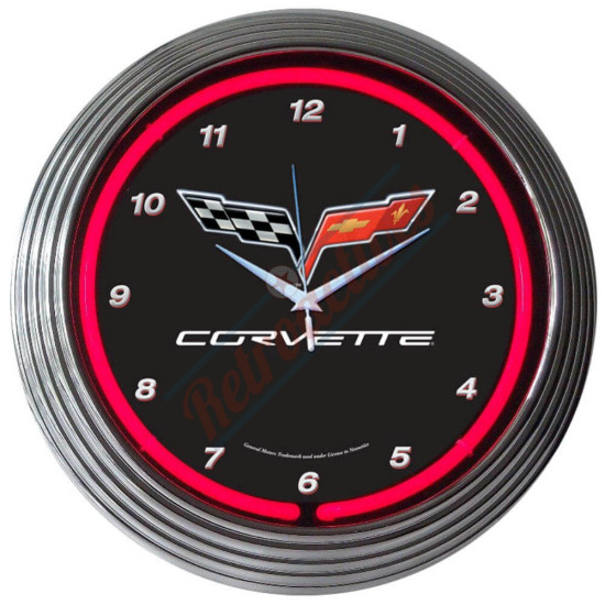 Chevrolet Corvette C6 Red Neon Clock
