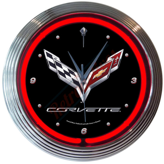 Chevrolet Corvette C7 Red Neon Clock