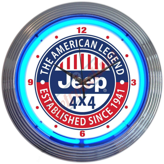Jeep-The American Legend-Blue Neon Clock