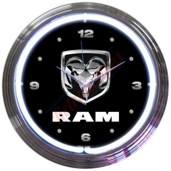Dodge Ram White Neon Clock