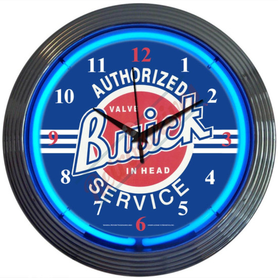 Buick Authorized Service Blue Neon Clock