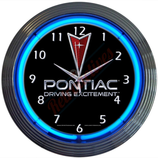 Pontiac Driving Excitement Blue Neon Clock