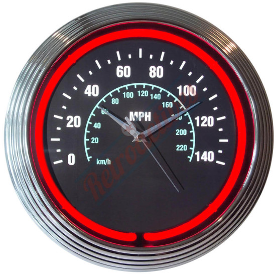 Speedometer Red Neon Clock