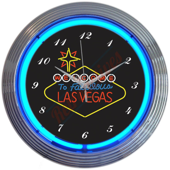 Welcome To Las Vegas Blue Neon Clock