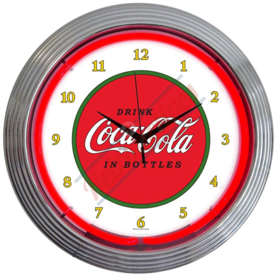 Drink Coca-Cola Bottles Red Neon Clock