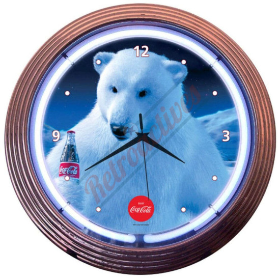 Coca-Cola Polar Bear White Neon Clock