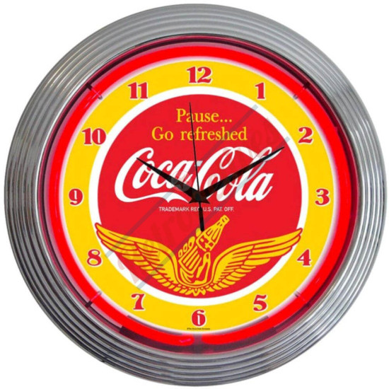 Coca-Cola Wings Red Neon Clock