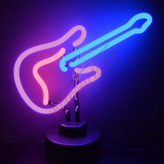 Electric Guitar Retro Colors Neon Sculpture