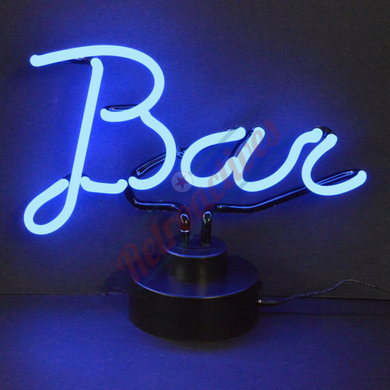 Bar Blue Script Neon Sculpture