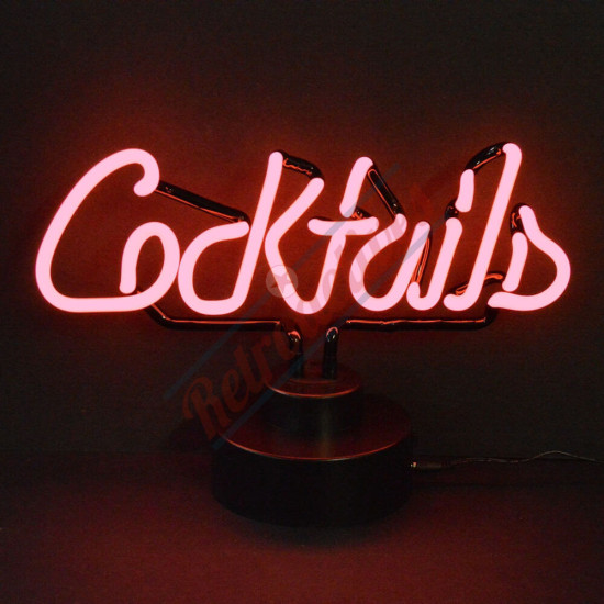 Cocktails Pink Script Neon Sculpture