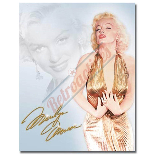 Marilyn Monroe Gold Dress Tin Sign Marilyn Monroe Gold Dress Tin Sign