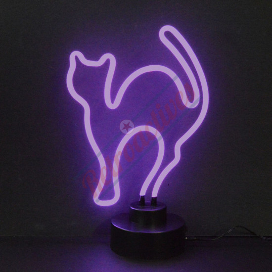 Purple Cat Halloween Neon Sculpture