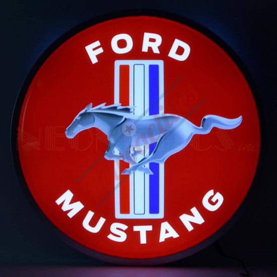Ford Mustang 15 Inch Round Backlit LED Sign
