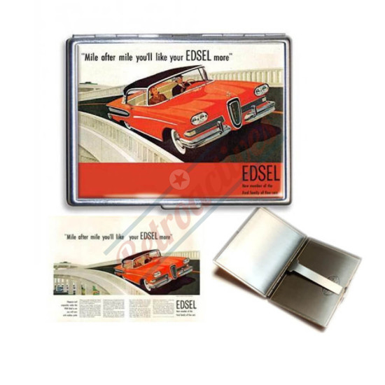 Ford Edsel 'Mile After Mile...'  Vintage Ad Steel Wallet or Cigarette Case