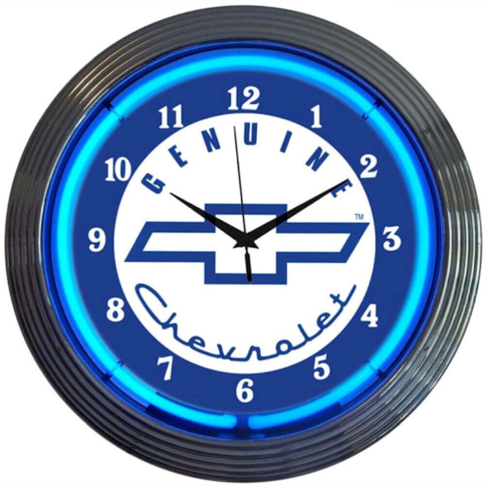 Chevrolet Yellow Neon Clock
