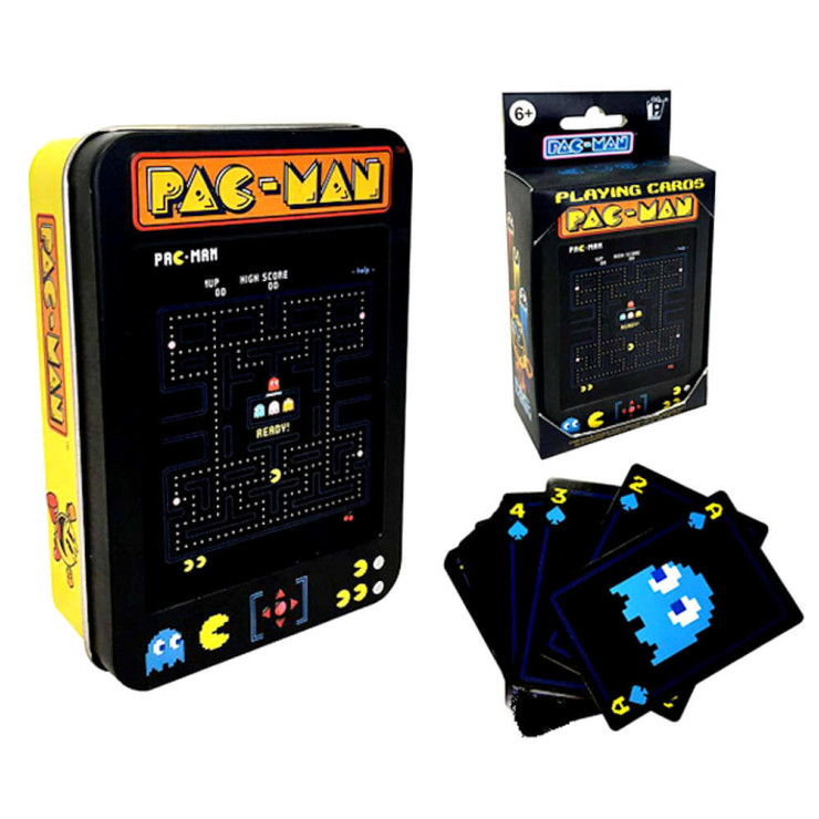 PAC MAN RETRO 80'S ARCADE GAMING PLAYING CARDS POKER NEW IN TIN 