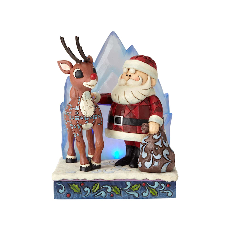 Lighted Rudolph And Santa With Iceberg Figurine By Jim Shore