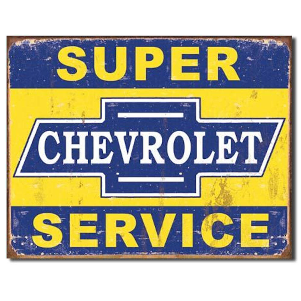 Nostalgic Look 12" Round Tin Sign Vintage Chevrolet Super Service Retro 