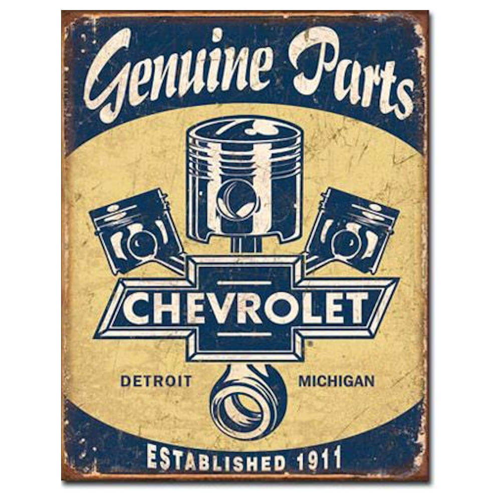 Chevy Geniune Parts 12" Round Vintage Style Metal Signs Oil Gas Pump Garage Dad 