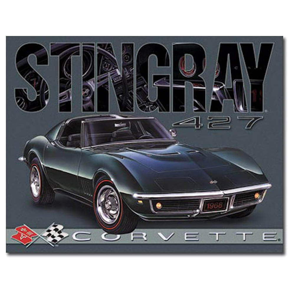 CSRMS1 Corvette Stingray Retro Metal Sign New 20 cm H X 30 cm W 
